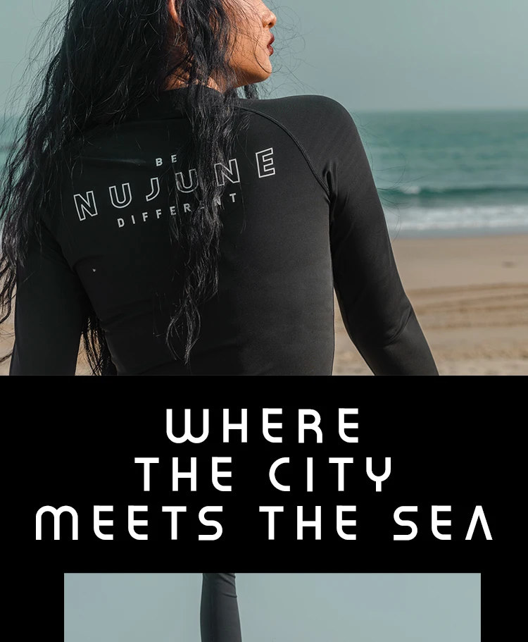 Nu-June Women Surf Top Rashguard Swimming Suit Long Sleeve Zipper Rash Guard Surfing UPF50+ Swimsuit Quick-Dry Top Beachwear