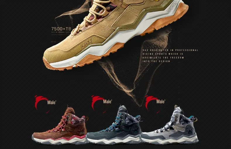 RAX Men Hiking Shoes Mid-top Waterproof Outdoor Sneaker Men Leather Trekking Boots Trail Camping Climbing Hunting Sneakers Women