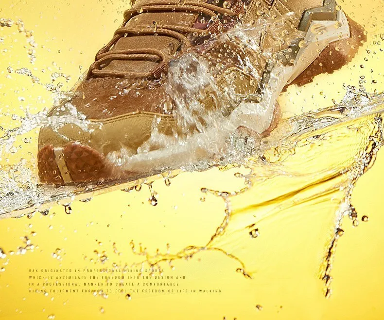RAX Men Hiking Shoes Mid-top Waterproof Outdoor Sneaker Men Leather Trekking Boots Trail Camping Climbing Hunting Sneakers Women