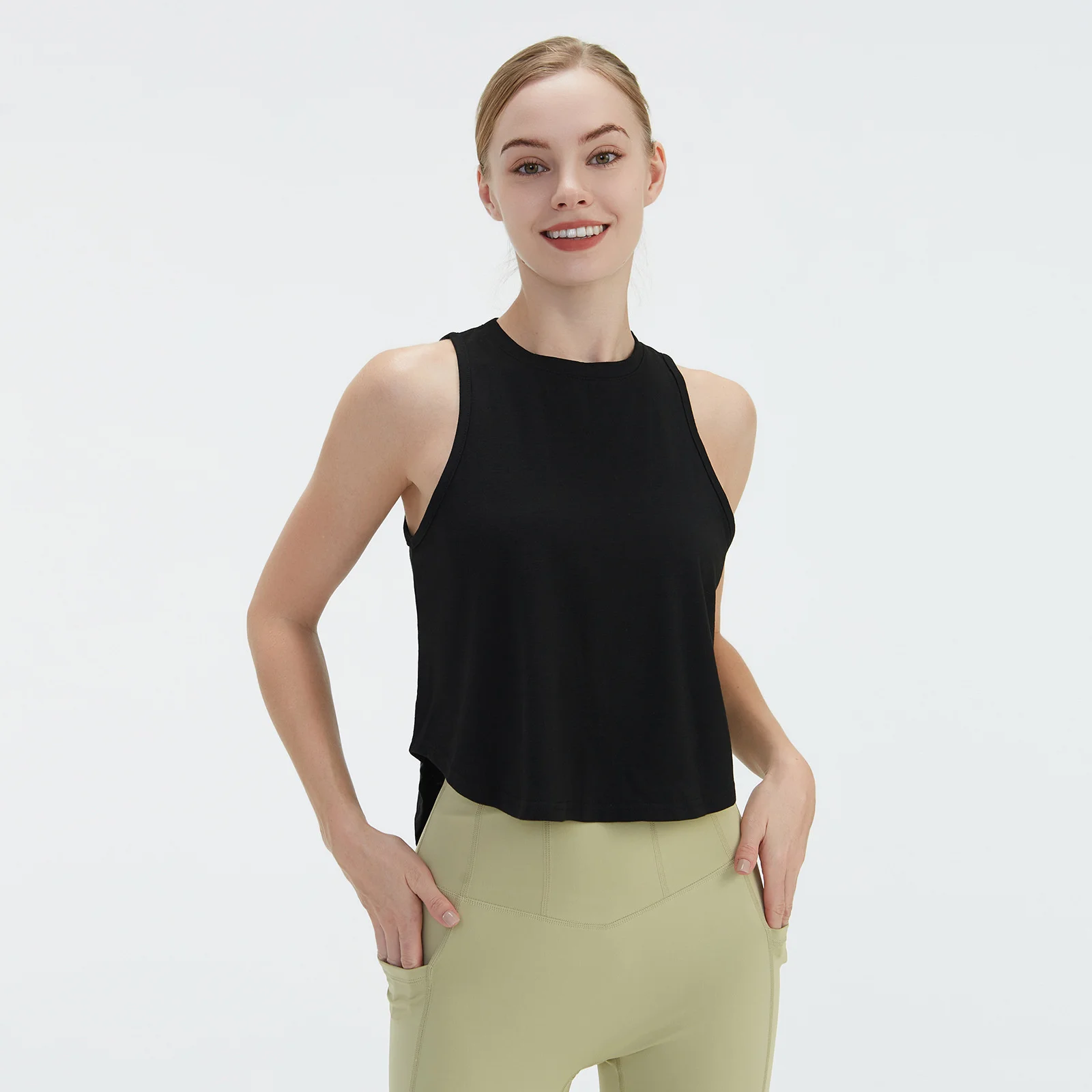 Summer Sexy Crop Top Sport Fitness Yoga Tank Top for Women Quick Dry Solid Color Running Top Gym Workout Sport Shirt S-XXL