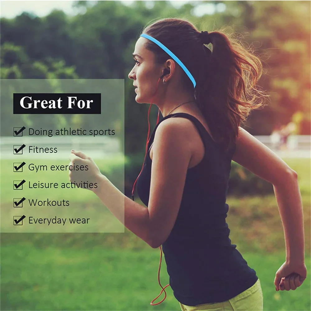 1PCs Simple unisex sports hairband non-slip silicone strip sweat guide elastic headbands yoga running fitness hair accessories