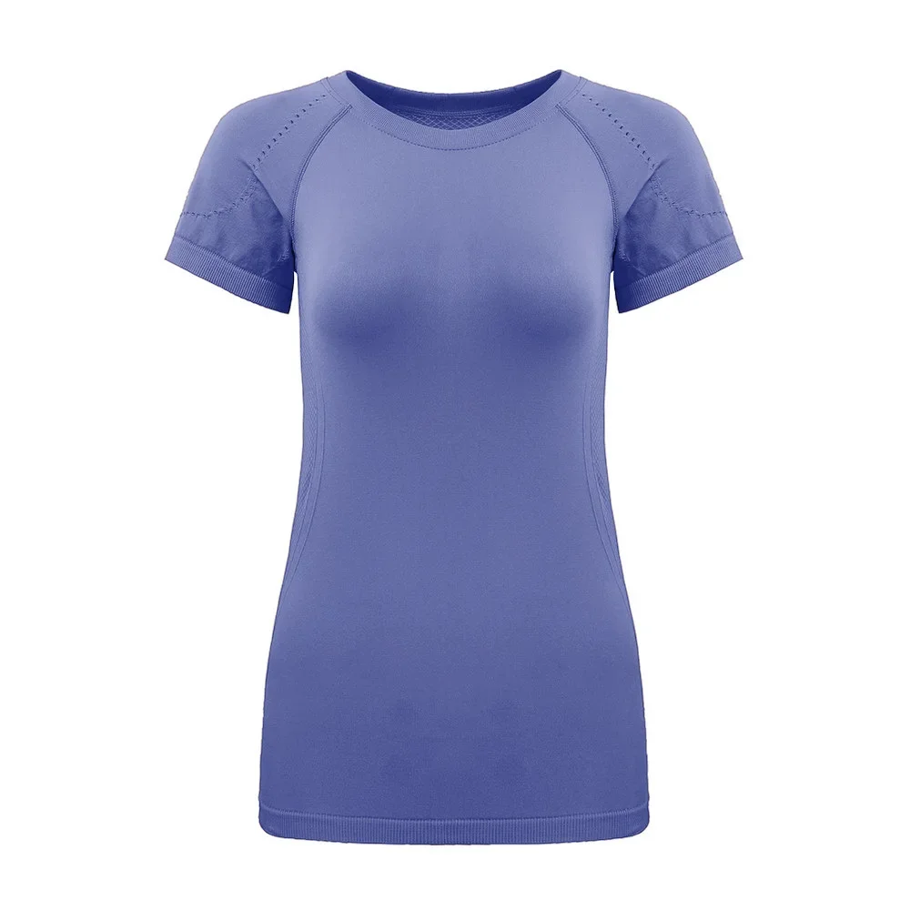 Women Yoga Shirts Sports T Shirt Summer Short Sleeve Round Neck Breathable Stretchy GYM Yoga Slim Fitness Active Top Tee