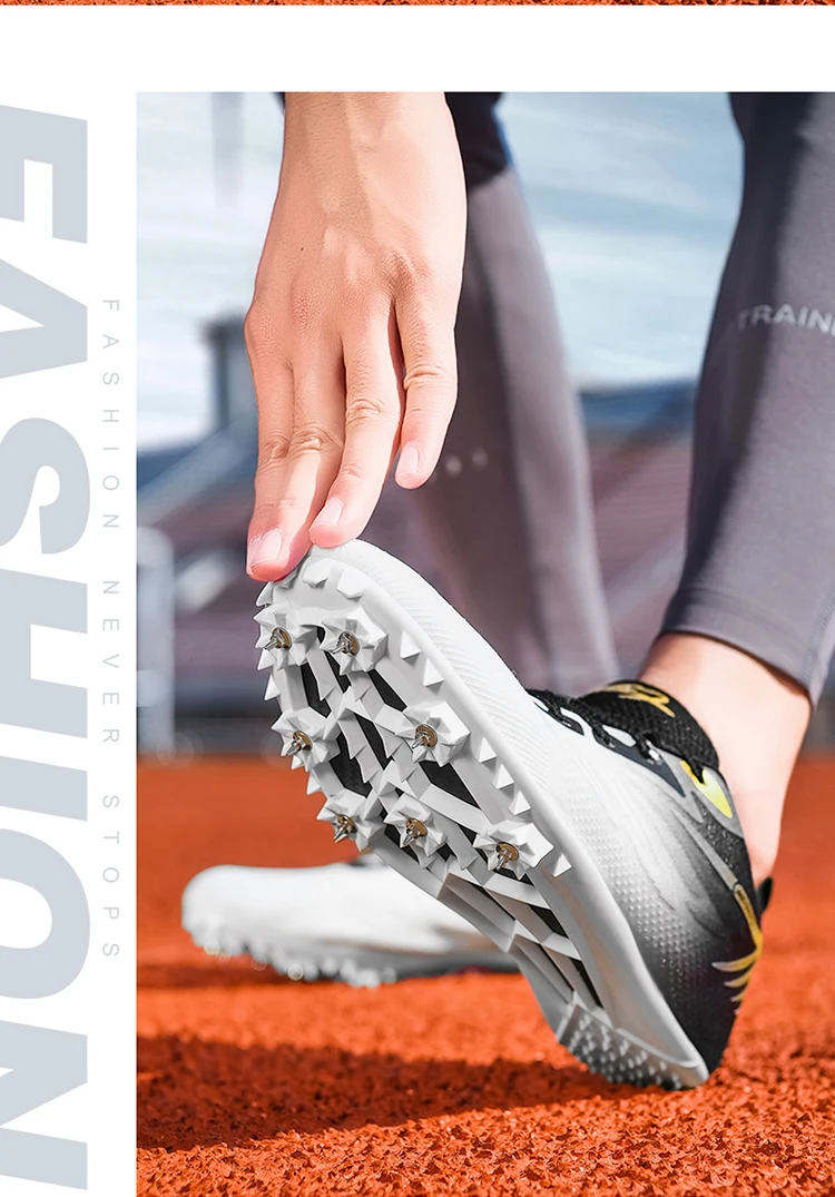 Men Women Track Field Events Cleats Sprint Shoes Athlete Short Spikes Running Sneakers Training Racing Sport Shoes Size 34-44