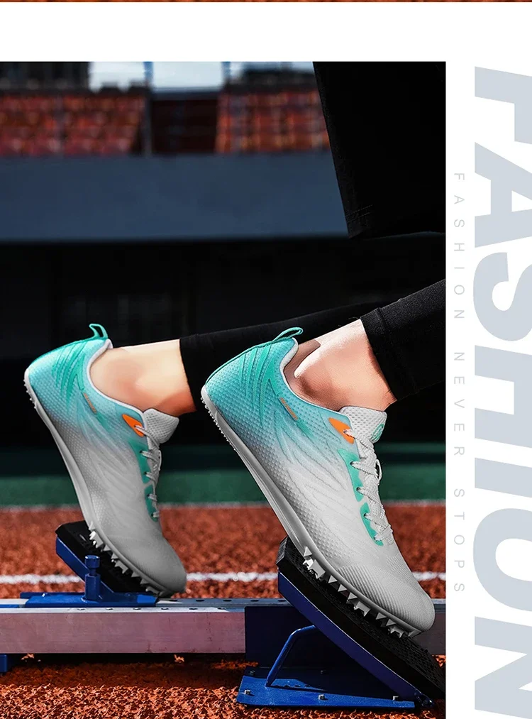 Men Women Track Field Events Cleats Sprint Shoes Athlete Short Spikes Running Sneakers Training Racing Sport Shoes Size 34-44