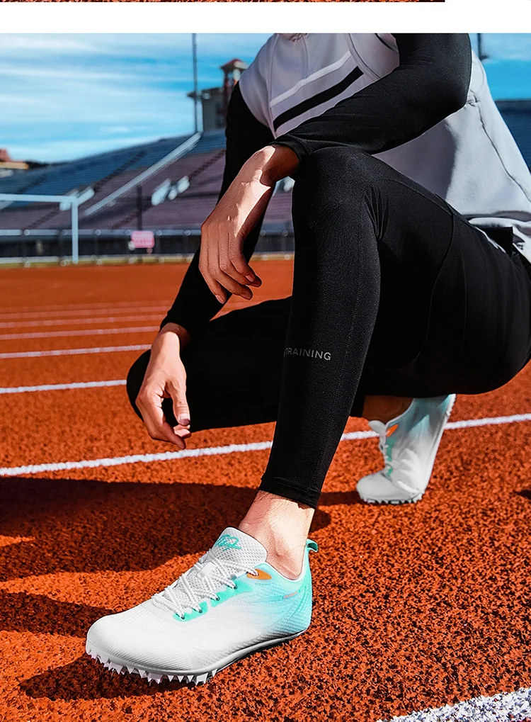 Men Women Track Field Events Cleats Sprint Shoes Athlete Short Spikes Running Sneakers Training Racing Sport Shoes Size 34-44
