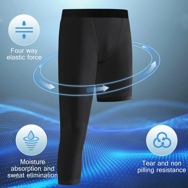 Single Leg Basketball Leggings Quick Drying 6-14 Years Teen Boys Running Football Yoga Fitness Compression Pants Sports
