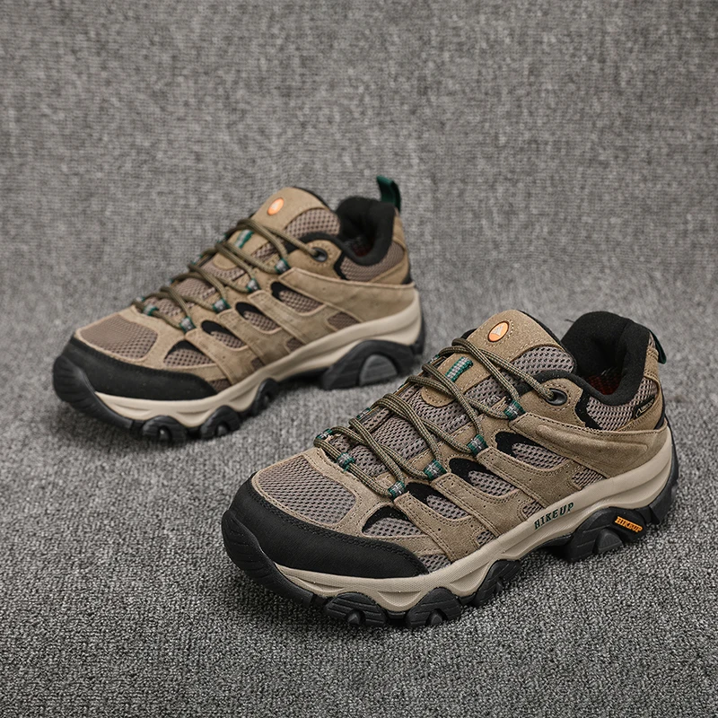 HIKEUP Hiking Shoes Men Designer Climbing Trekking Sneakers for Men Leather Outdoor Sports Work Man Shoes Run Shoes