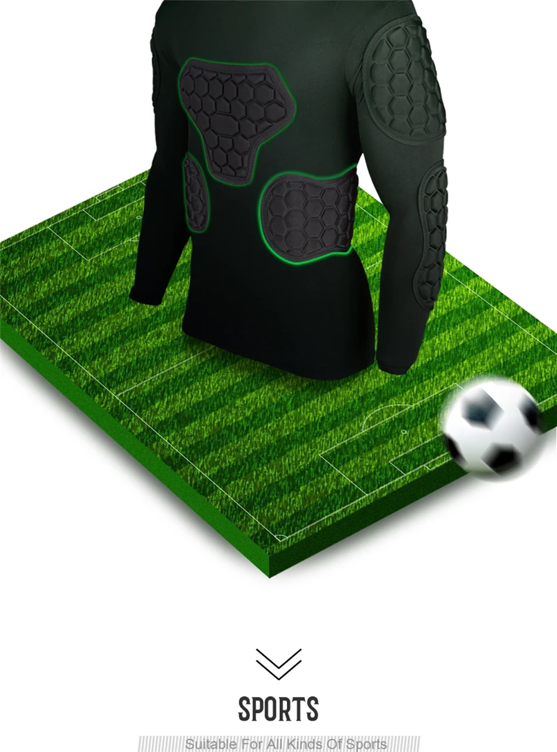 Professional Rugby Football Soccer Goalkeeper Jerseys Armor Uniforms Shirts Jackets Thicken EVA Sponge Elbow Chest Protector