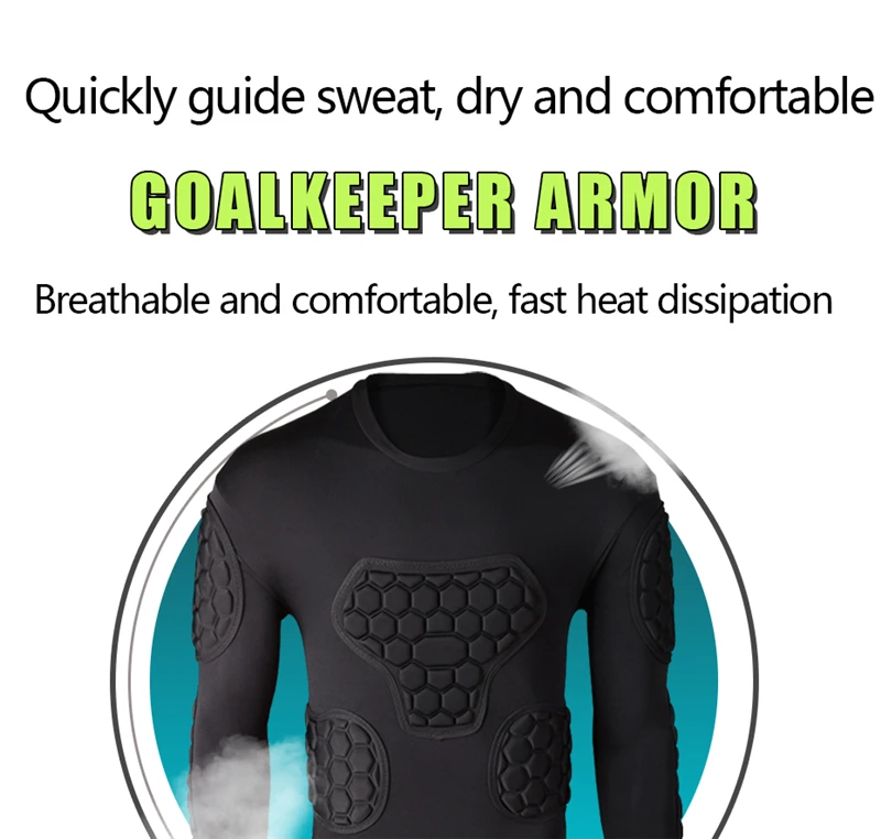 Professional Rugby Football Soccer Goalkeeper Jerseys Armor Uniforms Shirts Jackets Thicken EVA Sponge Elbow Chest Protector
