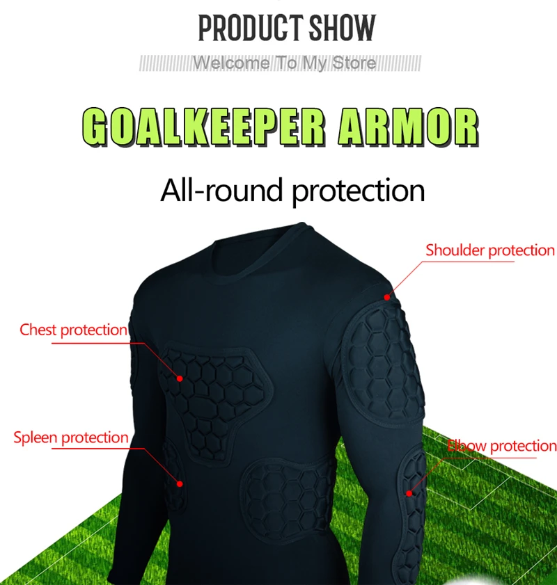 Professional Rugby Football Soccer Goalkeeper Jerseys Armor Uniforms Shirts Jackets Thicken EVA Sponge Elbow Chest Protector