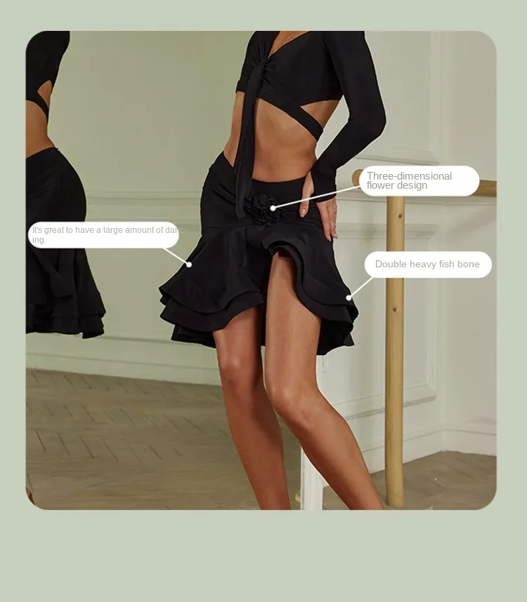 Sexy Off Shoulder Latin Top Ruffled Skirts Latin Dance Costume Stage Performance Clothes Samba Tango Dance Wear Set for Women