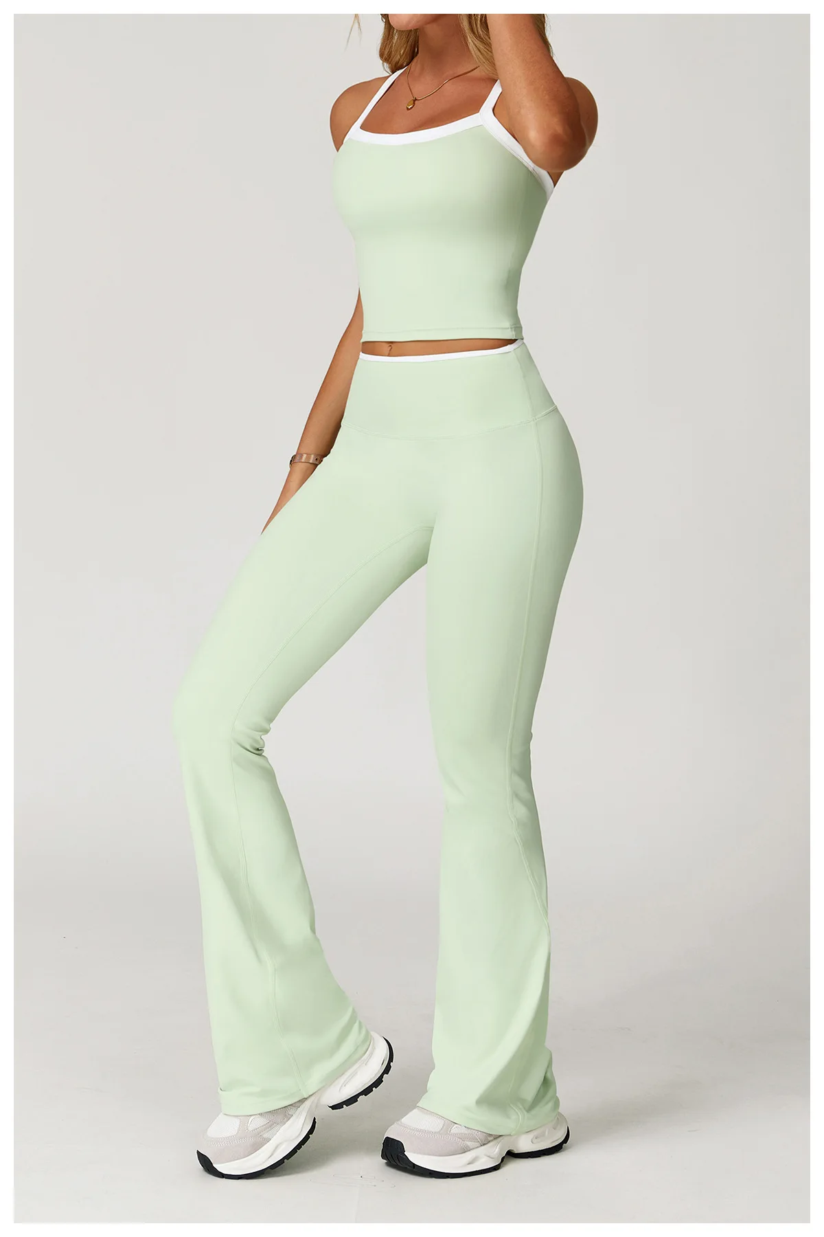 Women's Clothes 2 Pieces Workout Tracksuit Yoga Set Sportswear Gym Clothing High Waist Bell-bottoms Sexy Fitness Bta Sports Suit
