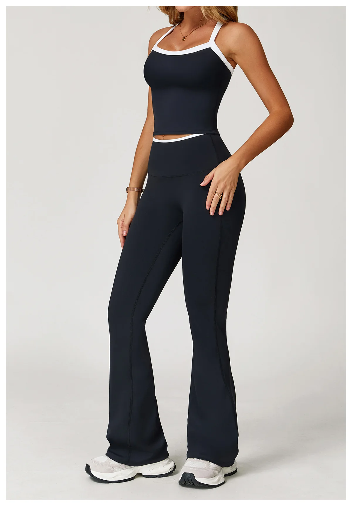 Women's Clothes 2 Pieces Workout Tracksuit Yoga Set Sportswear Gym Clothing High Waist Bell-bottoms Sexy Fitness Bta Sports Suit