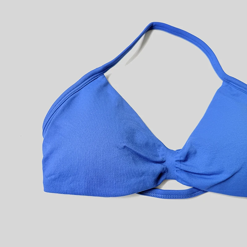 Seamless Sexy Open Back Gym Yoga Crop Top Women Halter Sports Bra Push Up Strappy Padded Workout Tank Tops