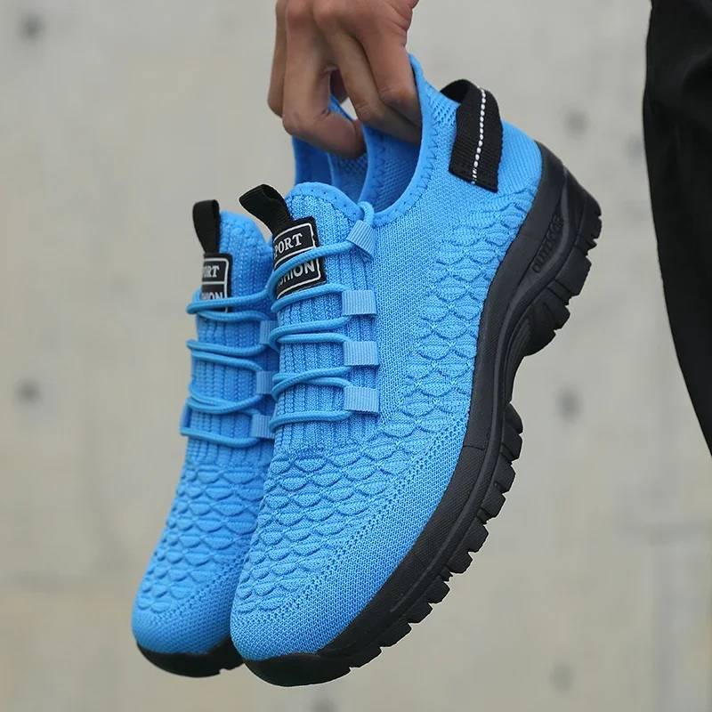 Men's Bright Yellow Outdoor Sneakers Breathable Mesh Construction Shock Absorbing Sports Shoes Stylish Trendy Adventure Footwear