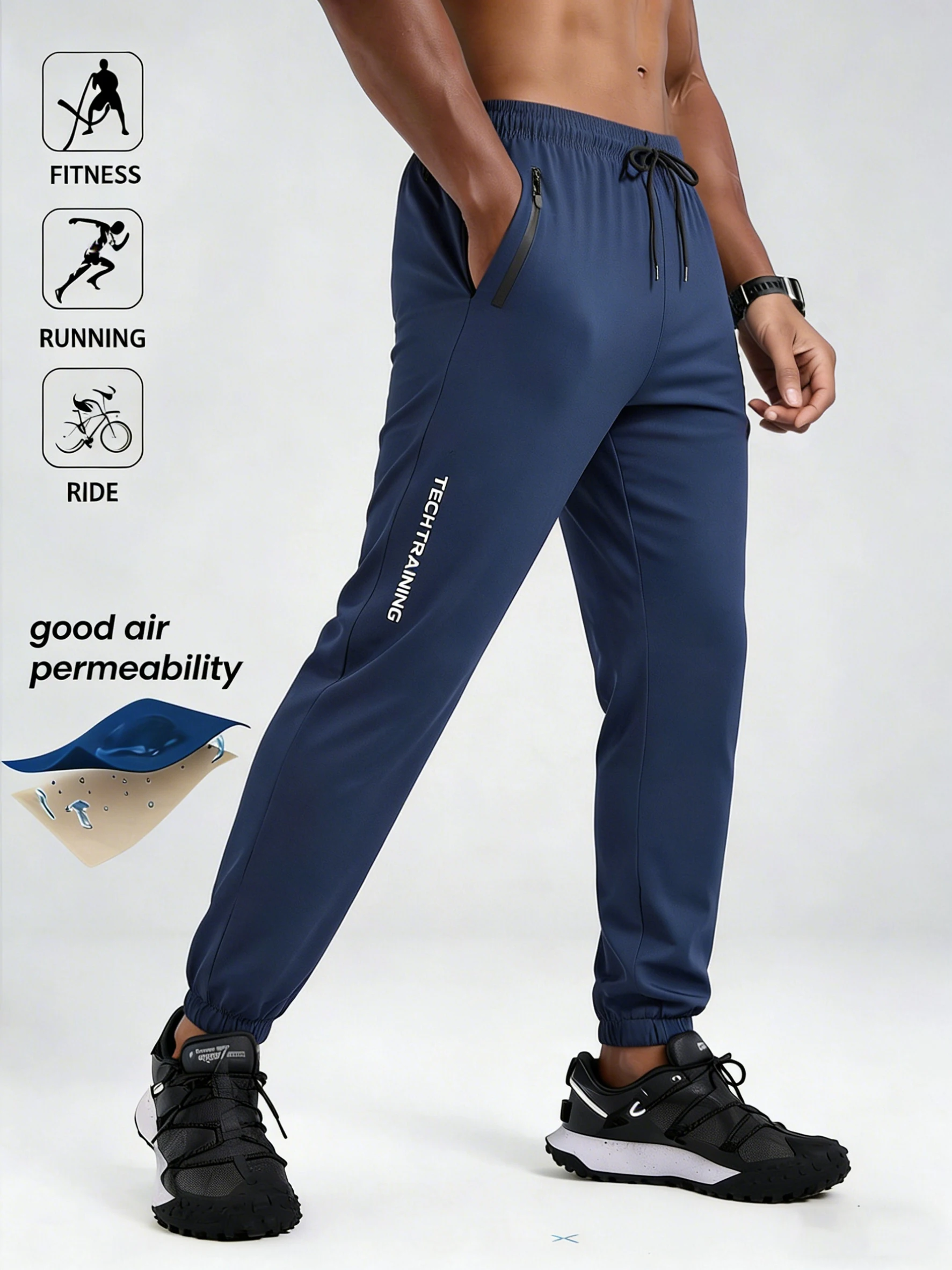 Summer Men's Lightweight Stretchy Jogger Pants Ultra Thin Breathable Sweatpants For Sports Fitness Running Outdoor Casual
