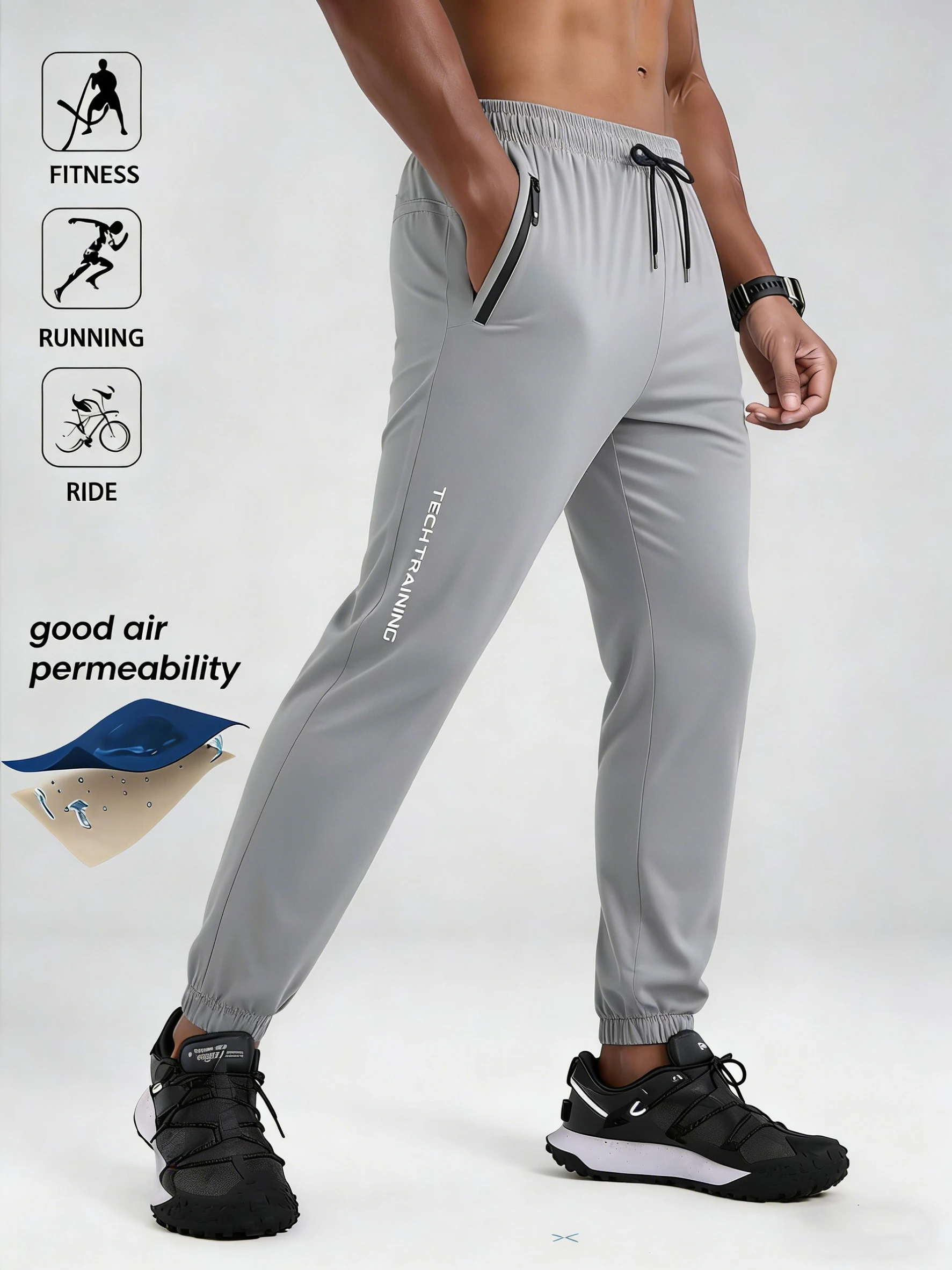 Summer Men's Lightweight Stretchy Jogger Pants Ultra Thin Breathable Sweatpants For Sports Fitness Running Outdoor Casual