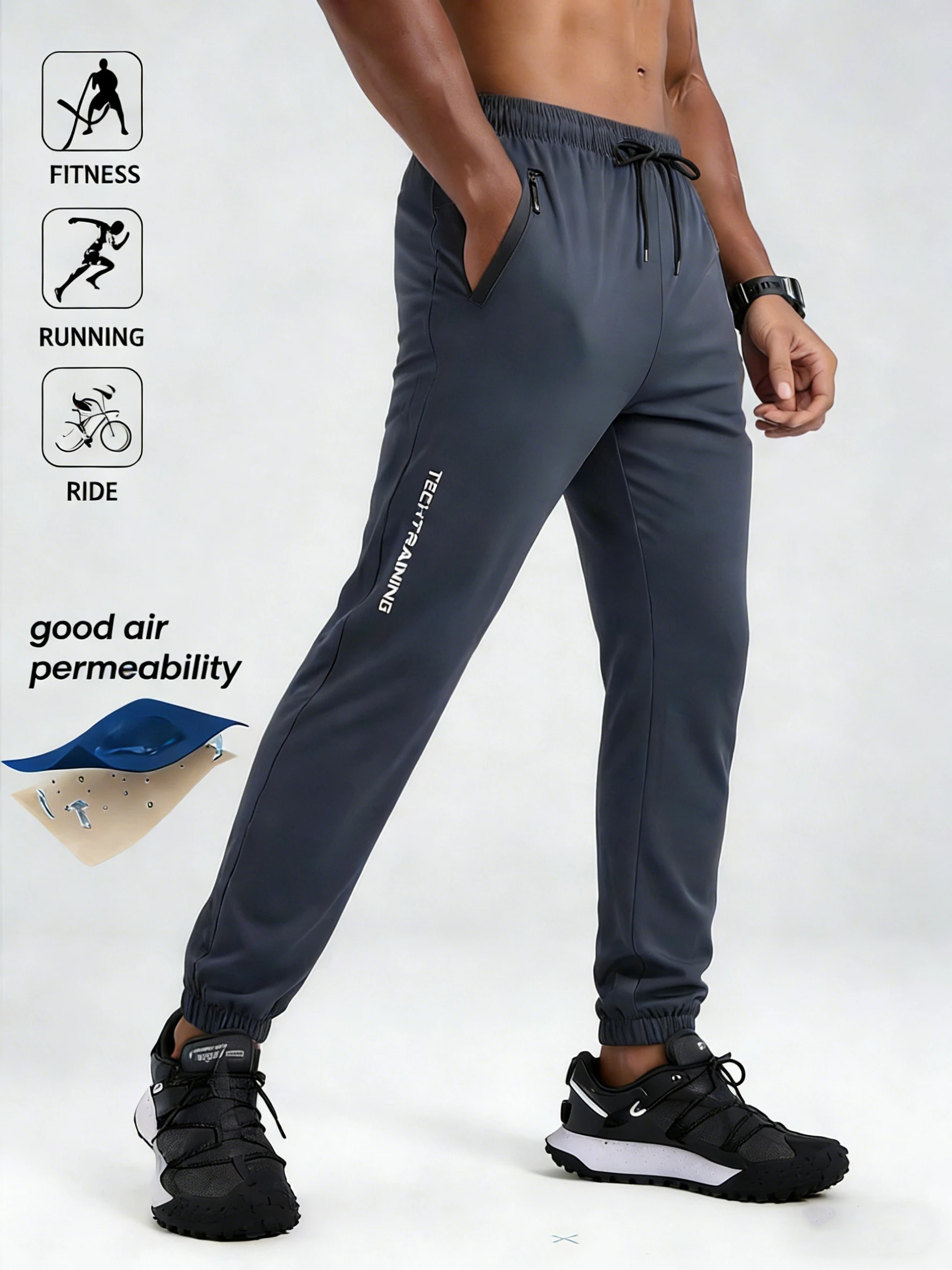 Summer Men's Lightweight Stretchy Jogger Pants Ultra Thin Breathable Sweatpants For Sports Fitness Running Outdoor Casual