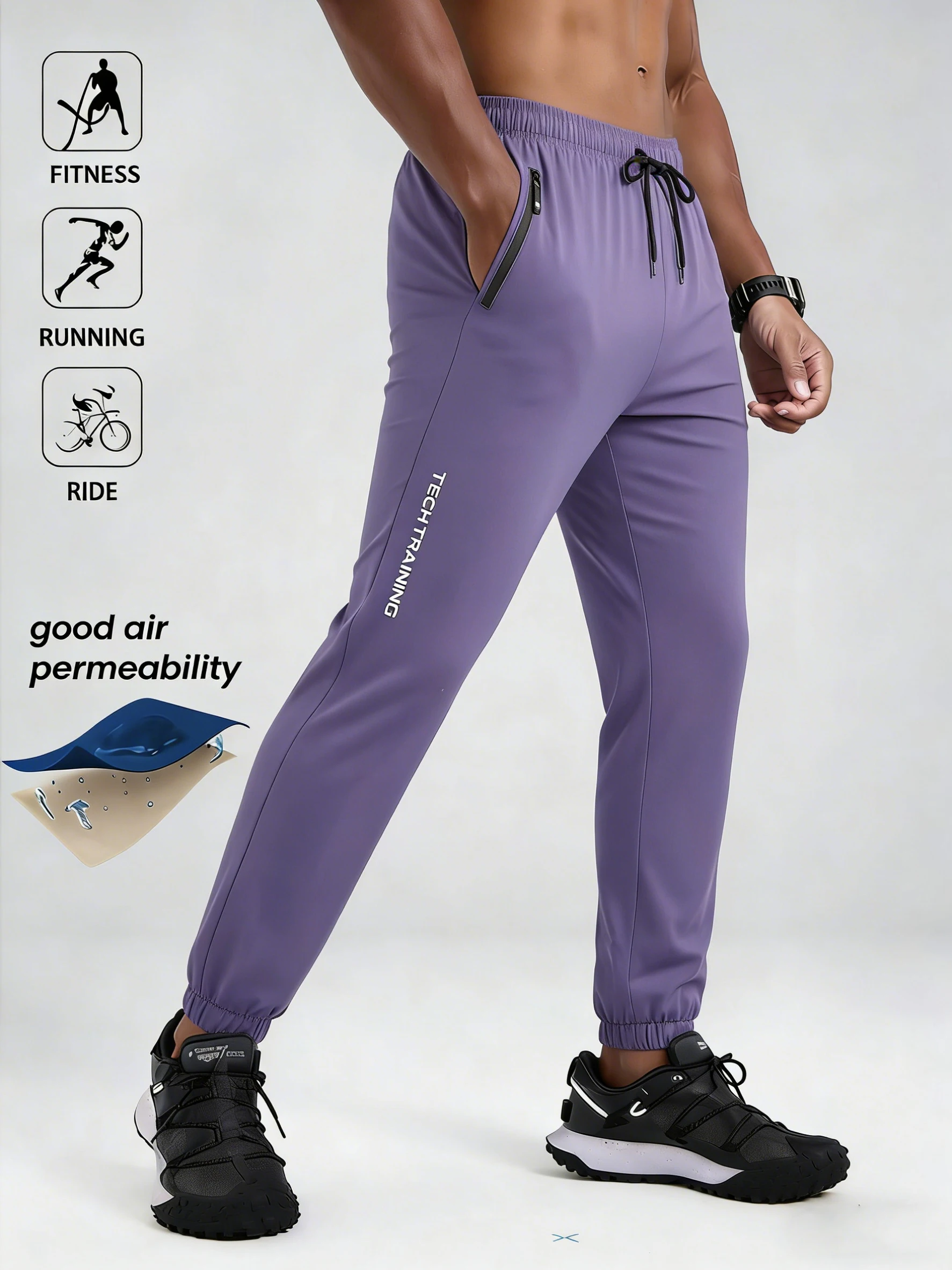 Summer Men's Lightweight Stretchy Jogger Pants Ultra Thin Breathable Sweatpants For Sports Fitness Running Outdoor Casual