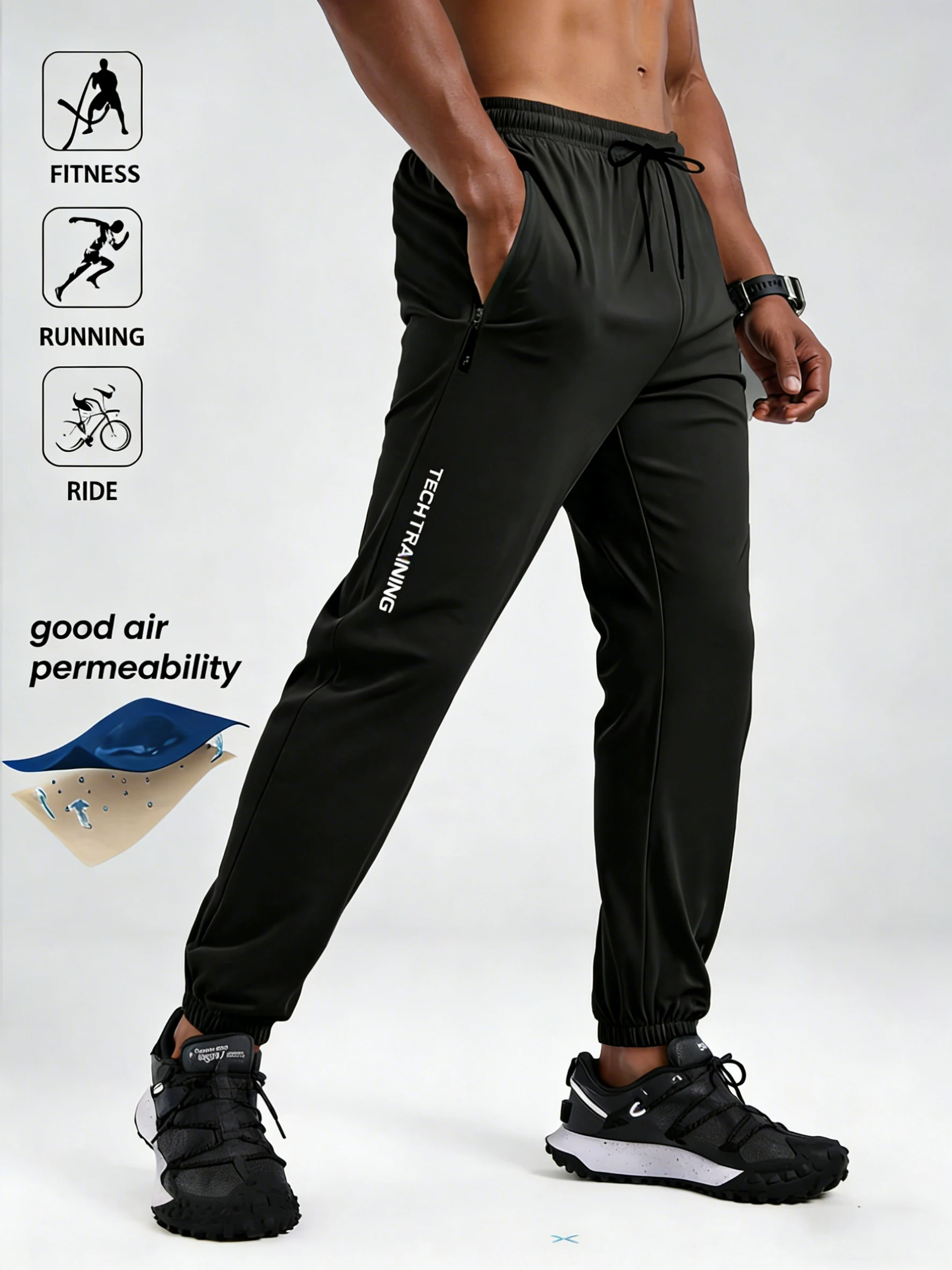 Summer Men's Lightweight Stretchy Jogger Pants Ultra Thin Breathable Sweatpants For Sports Fitness Running Outdoor Casual