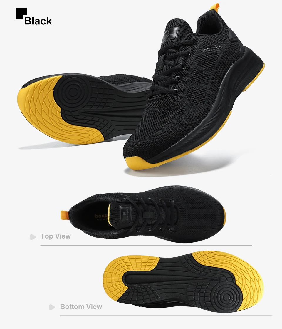 Baasploa Men Running Shoes New Mesh Breathable Casual Sneakers Male Lace-Up Comfort Lightweight Sport Shoes Non-Slip Outdoor