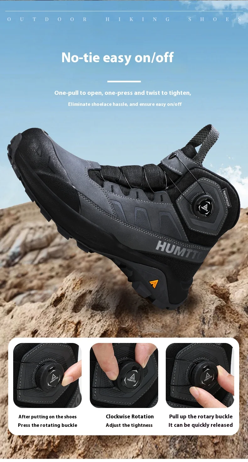 HUMTTO Outdoor Mountain Climbing Hiking Shoes for Men 2025 Winter High Top Anti Slip Sneakers Professional Trekking Boots Man