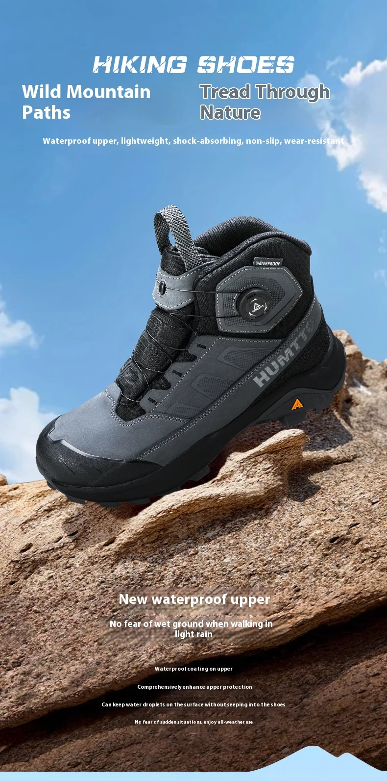 HUMTTO Outdoor Mountain Climbing Hiking Shoes for Men 2025 Winter High Top Anti Slip Sneakers Professional Trekking Boots Man