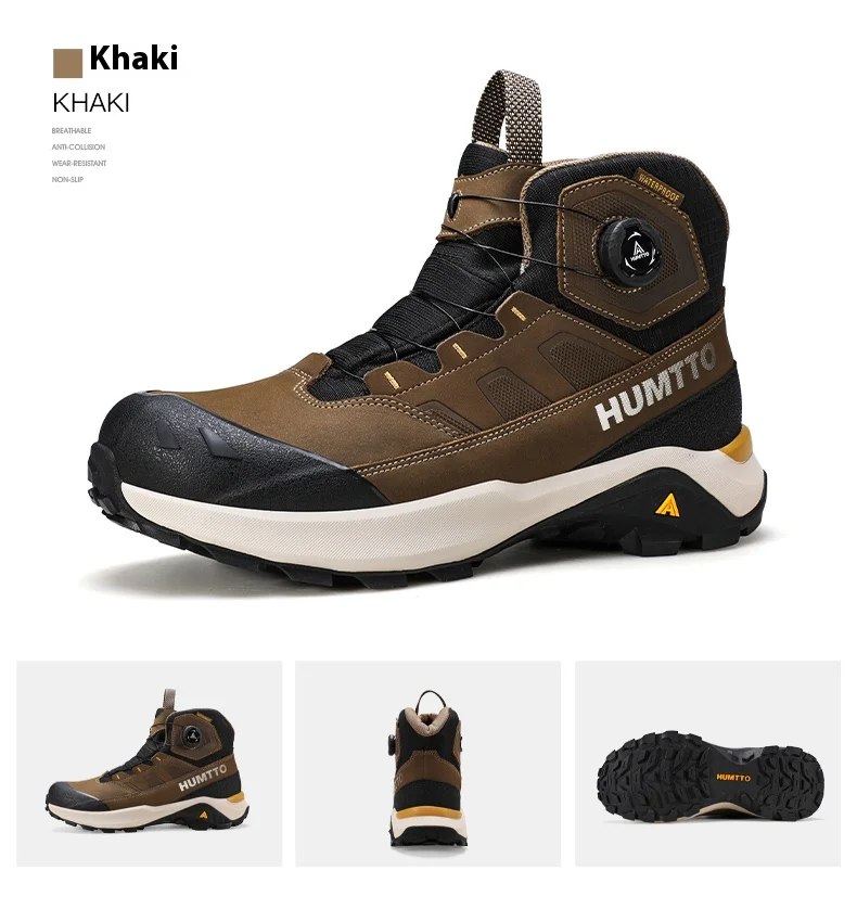 HUMTTO Outdoor Mountain Climbing Hiking Shoes for Men 2025 Winter High Top Anti Slip Sneakers Professional Trekking Boots Man
