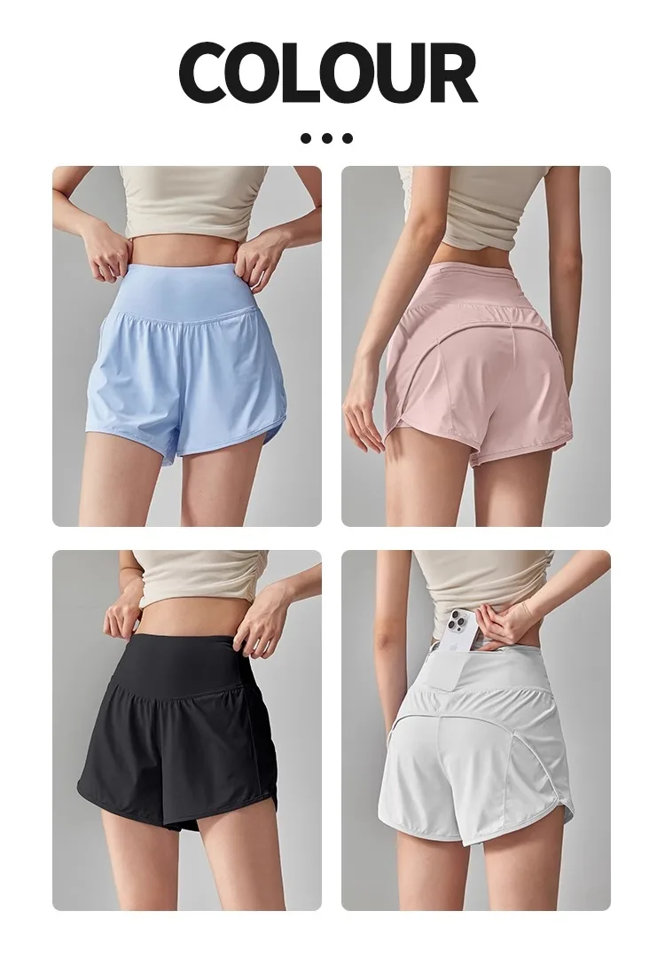 Back Pocket Sports Shorts for Women Quick-drying Summer Professional Training Fitness Three-quarter Pants Anti-exposure Running