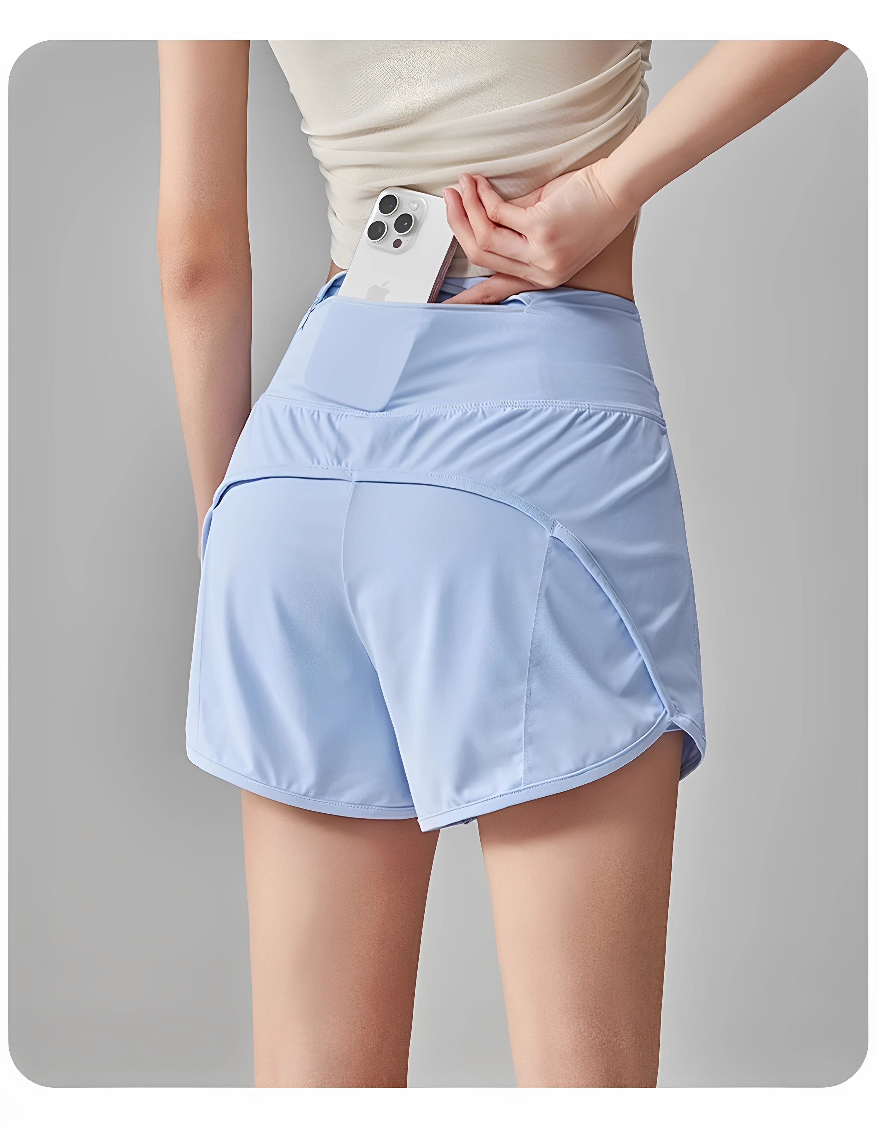 Back Pocket Sports Shorts for Women Quick-drying Summer Professional Training Fitness Three-quarter Pants Anti-exposure Running