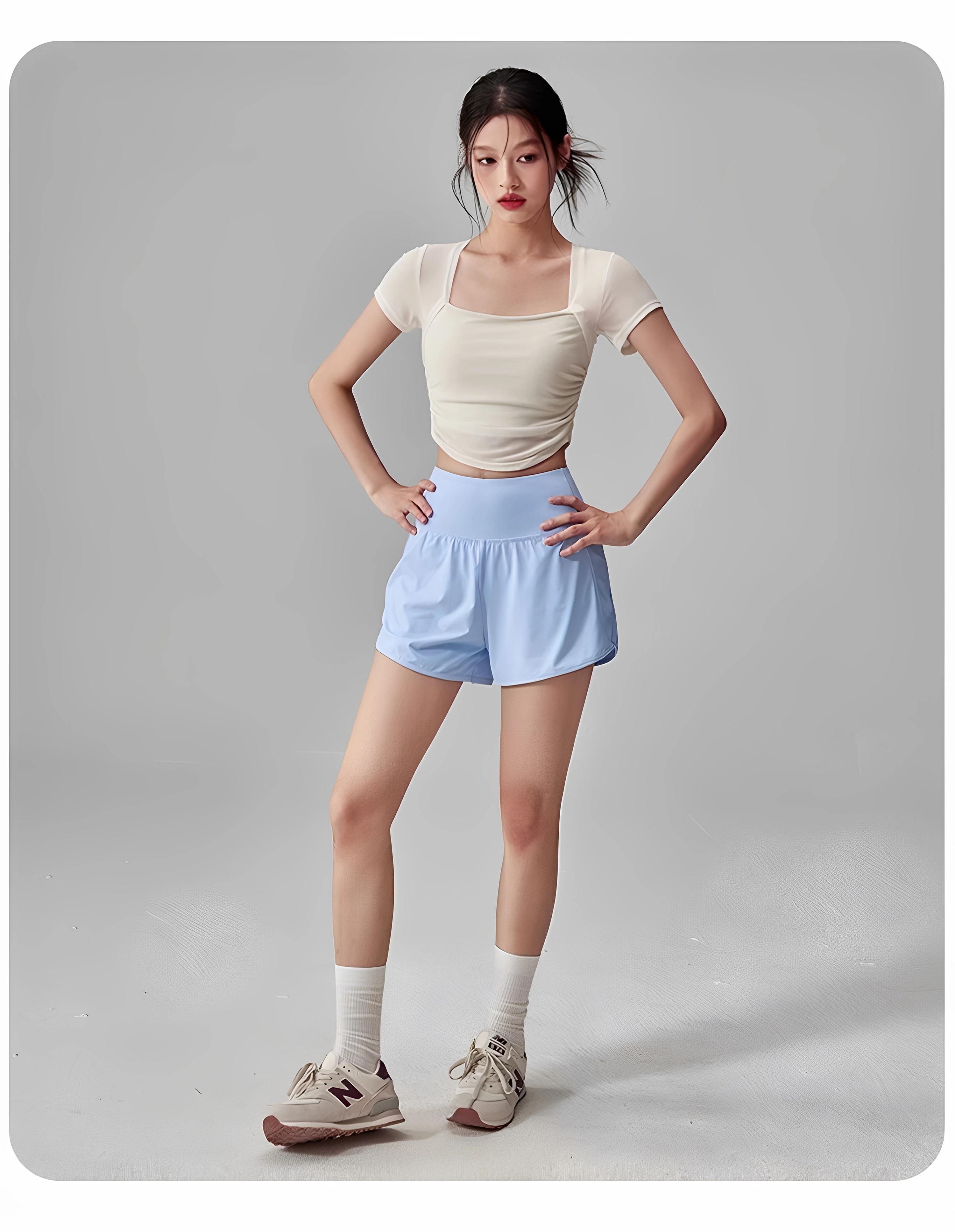 Back Pocket Sports Shorts for Women Quick-drying Summer Professional Training Fitness Three-quarter Pants Anti-exposure Running