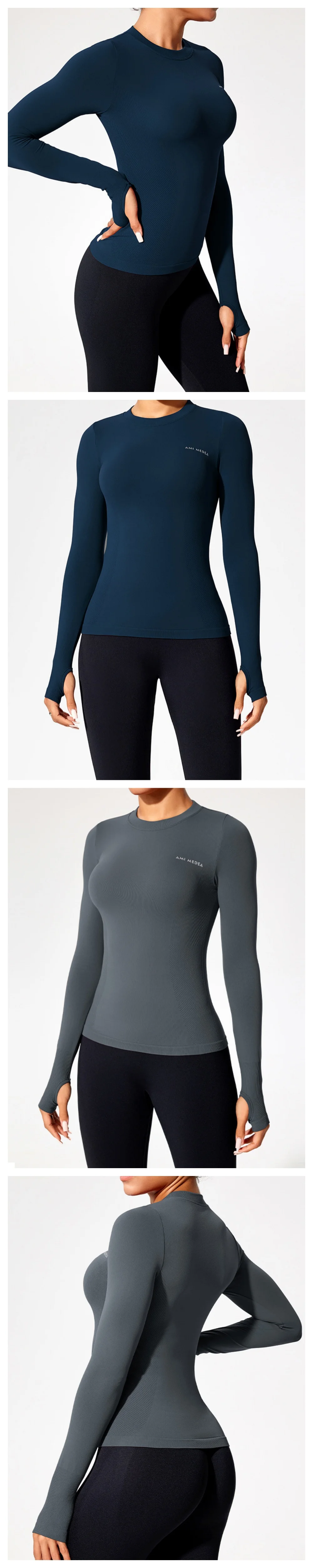Women's Seamless Workout Top Long Sleeve, Slim Fit Running Shirt, Tummy Control Yoga Fitness Tee