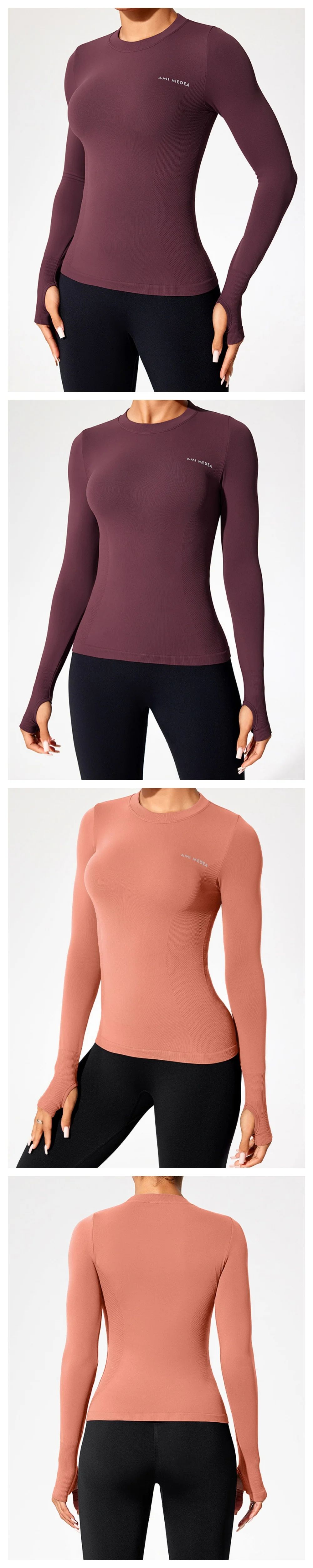 Women's Seamless Workout Top Long Sleeve, Slim Fit Running Shirt, Tummy Control Yoga Fitness Tee