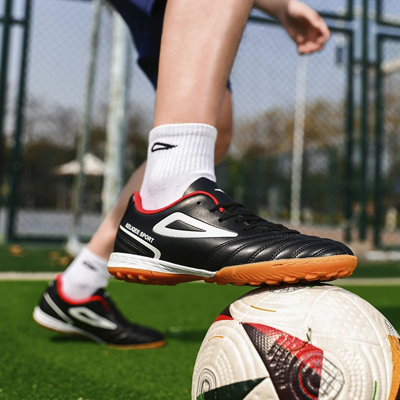 Hot Sale Best-selling Unisex Youth Football Boots Turf Cleats Anti-slip Breathable Leather Upper Lightweight Durable Soccer Trai