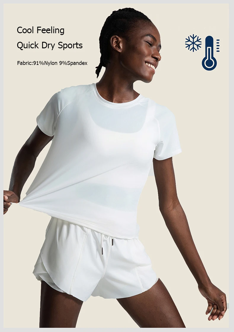 Summer Short Sleeve Yoga T-Shirt Women Round Neck Gym Running Top Loose Breathable Quick Dry Workout Shirt Female Sportswear