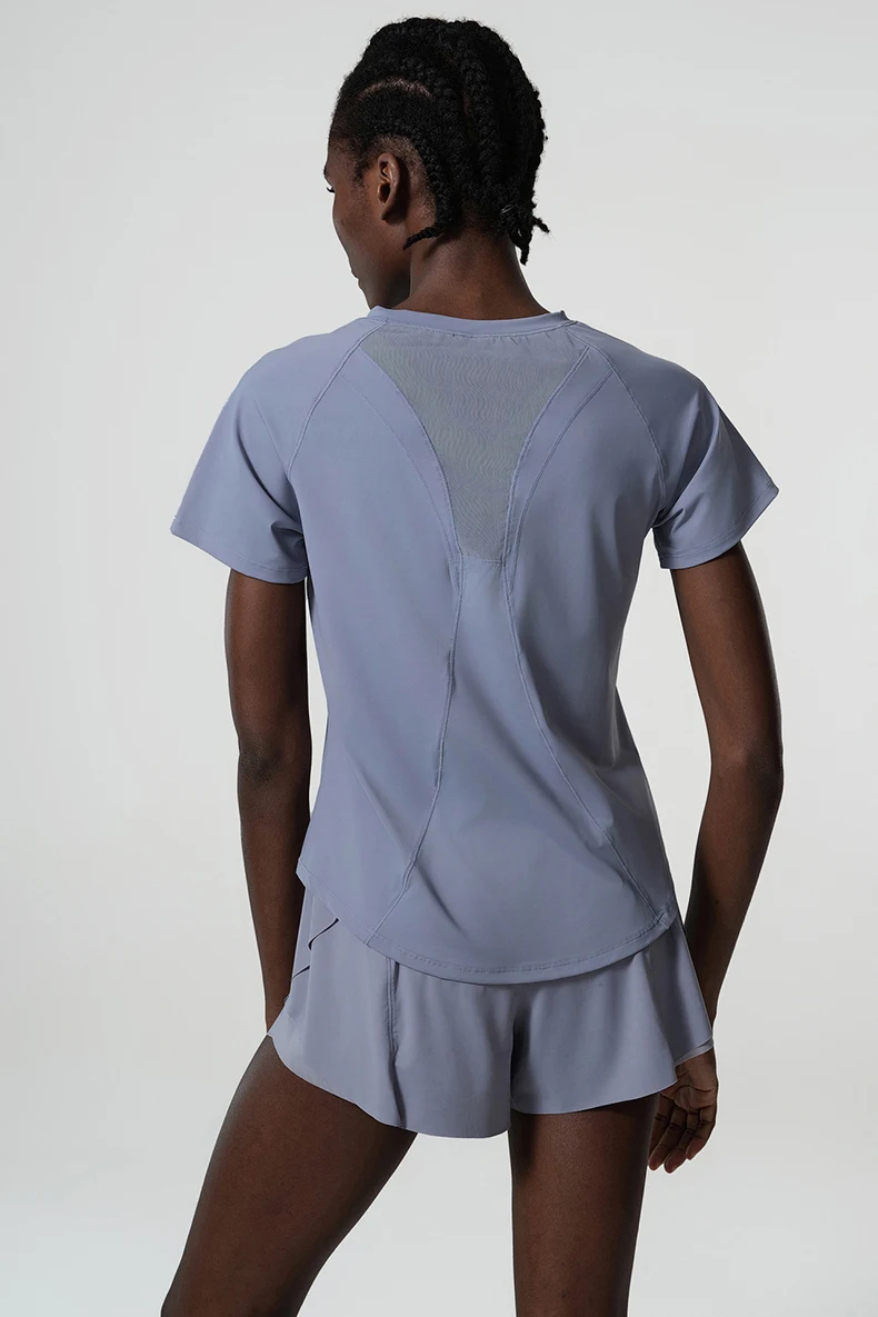 Summer Short Sleeve Yoga T-Shirt Women Round Neck Gym Running Top Loose Breathable Quick Dry Workout Shirt Female Sportswear