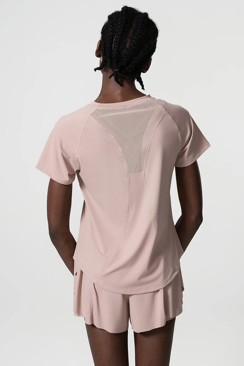 Summer Short Sleeve Yoga T-Shirt Women Round Neck Gym Running Top Loose Breathable Quick Dry Workout Shirt Female Sportswear
