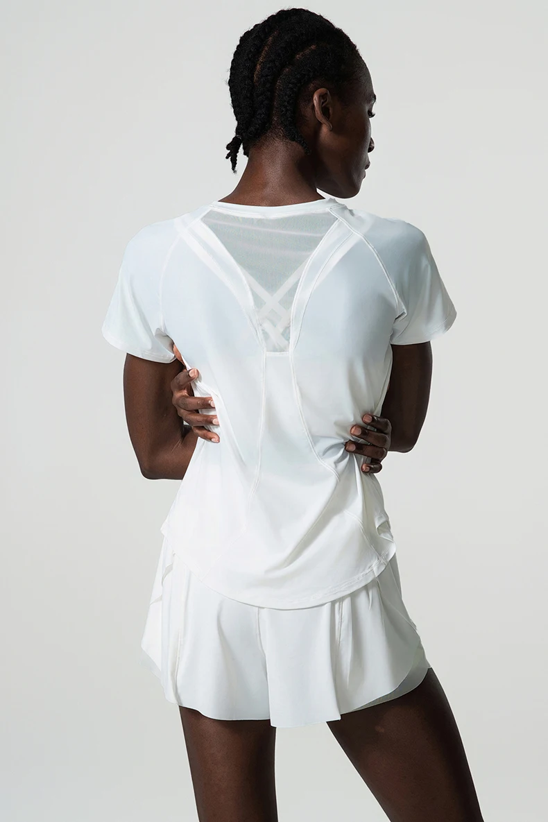 Summer Short Sleeve Yoga T-Shirt Women Round Neck Gym Running Top Loose Breathable Quick Dry Workout Shirt Female Sportswear