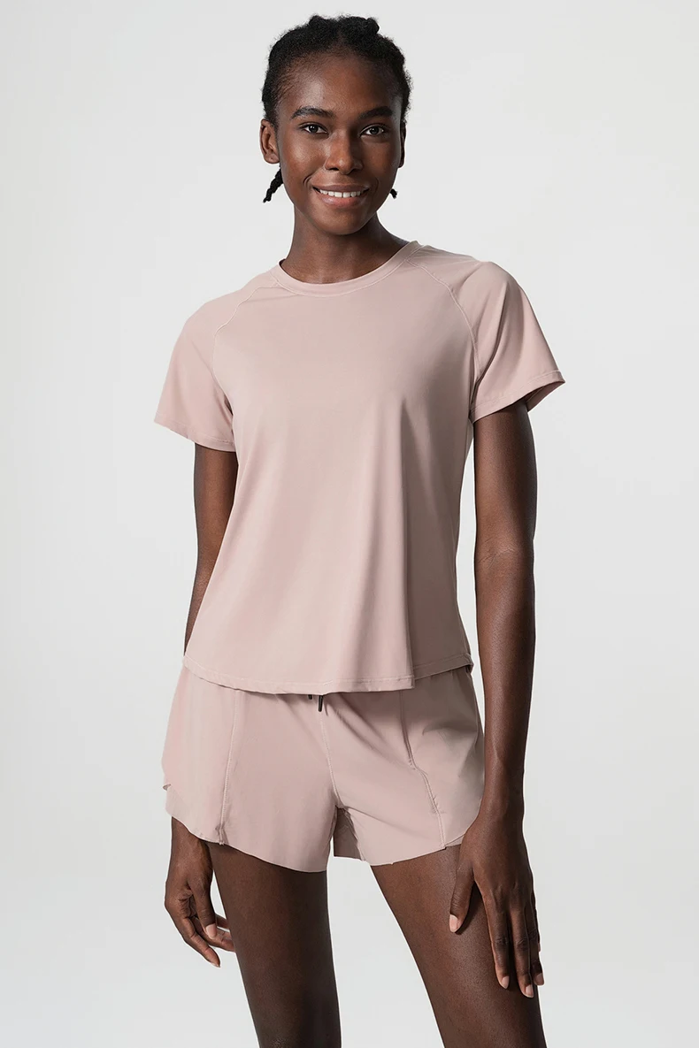 Summer Short Sleeve Yoga T-Shirt Women Round Neck Gym Running Top Loose Breathable Quick Dry Workout Shirt Female Sportswear
