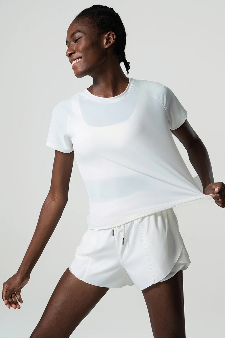 Summer Short Sleeve Yoga T-Shirt Women Round Neck Gym Running Top Loose Breathable Quick Dry Workout Shirt Female Sportswear