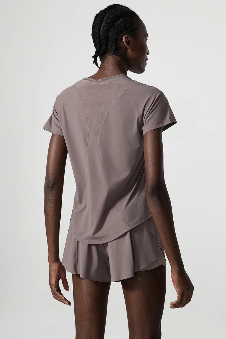 Summer Short Sleeve Yoga T-Shirt Women Round Neck Gym Running Top Loose Breathable Quick Dry Workout Shirt Female Sportswear