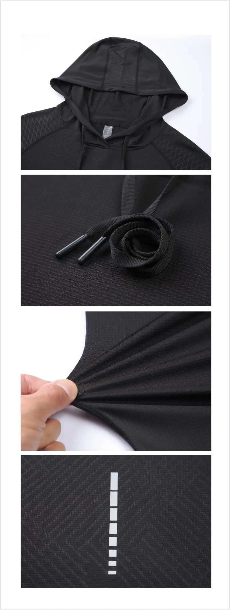 Sports hooded Men Fast Dry Breathable High Quality elastic Running Fashion Shirts Traning Bodybuilding Man Fitness long Sleeves