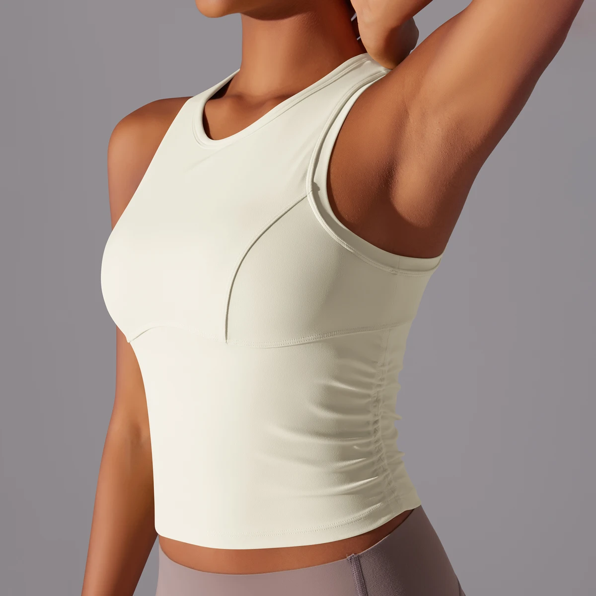 Sleeveless Yoga Vest Slim Sportswear Stretchy Slim Sports Bra Breathable Pleated Tank Top Quick Dry Fitness Wear Sexy Slim Top