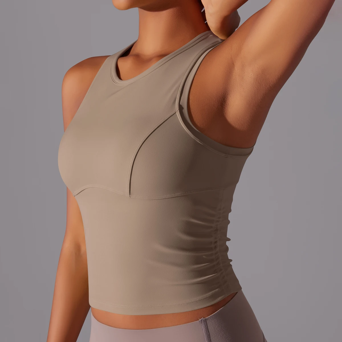 Sleeveless Yoga Vest Slim Sportswear Stretchy Slim Sports Bra Breathable Pleated Tank Top Quick Dry Fitness Wear Sexy Slim Top