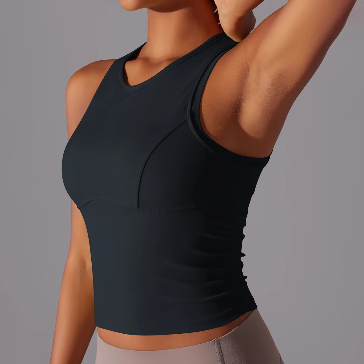 Sleeveless Yoga Vest Slim Sportswear Stretchy Slim Sports Bra Breathable Pleated Tank Top Quick Dry Fitness Wear Sexy Slim Top