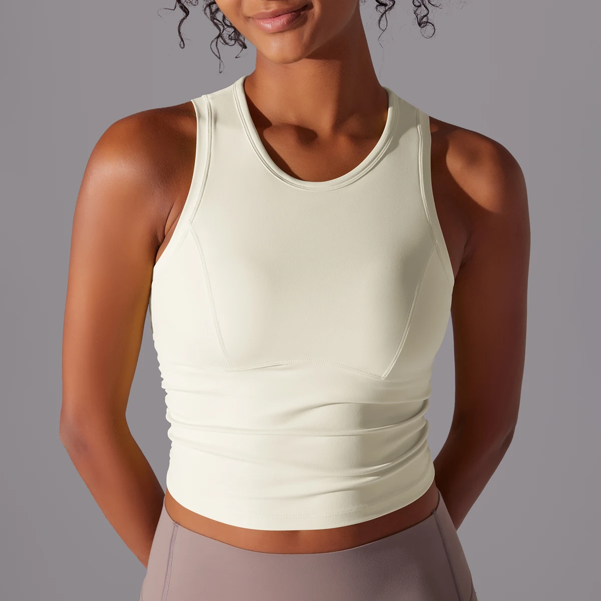 Sleeveless Yoga Vest Slim Sportswear Stretchy Slim Sports Bra Breathable Pleated Tank Top Quick Dry Fitness Wear Sexy Slim Top