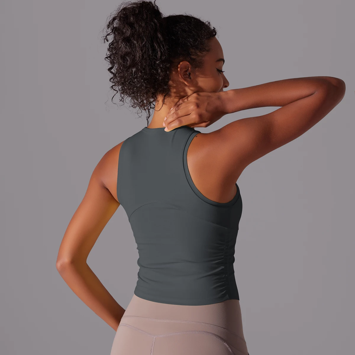 Sleeveless Yoga Vest Slim Sportswear Stretchy Slim Sports Bra Breathable Pleated Tank Top Quick Dry Fitness Wear Sexy Slim Top