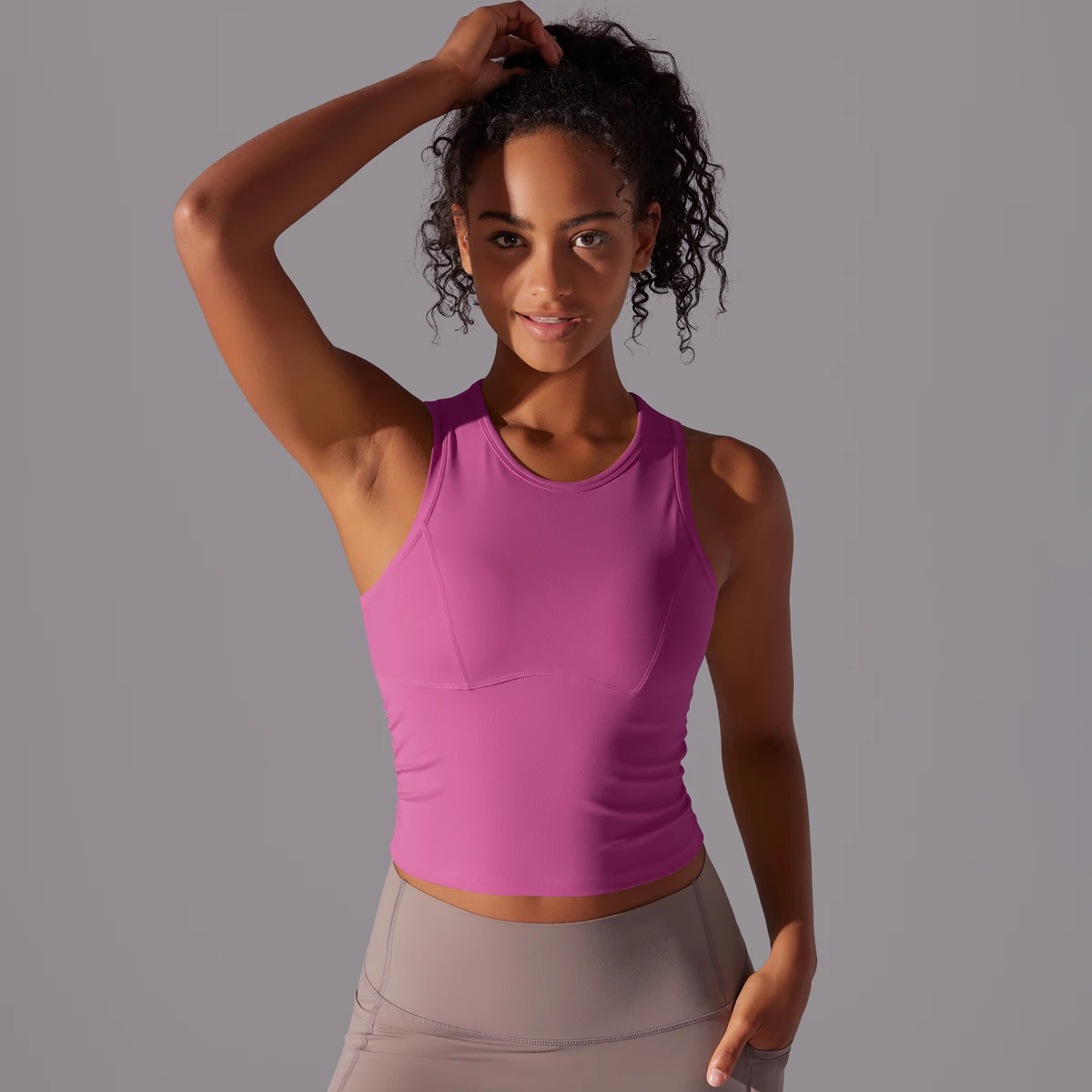 Sleeveless Yoga Vest Slim Sportswear Stretchy Slim Sports Bra Breathable Pleated Tank Top Quick Dry Fitness Wear Sexy Slim Top