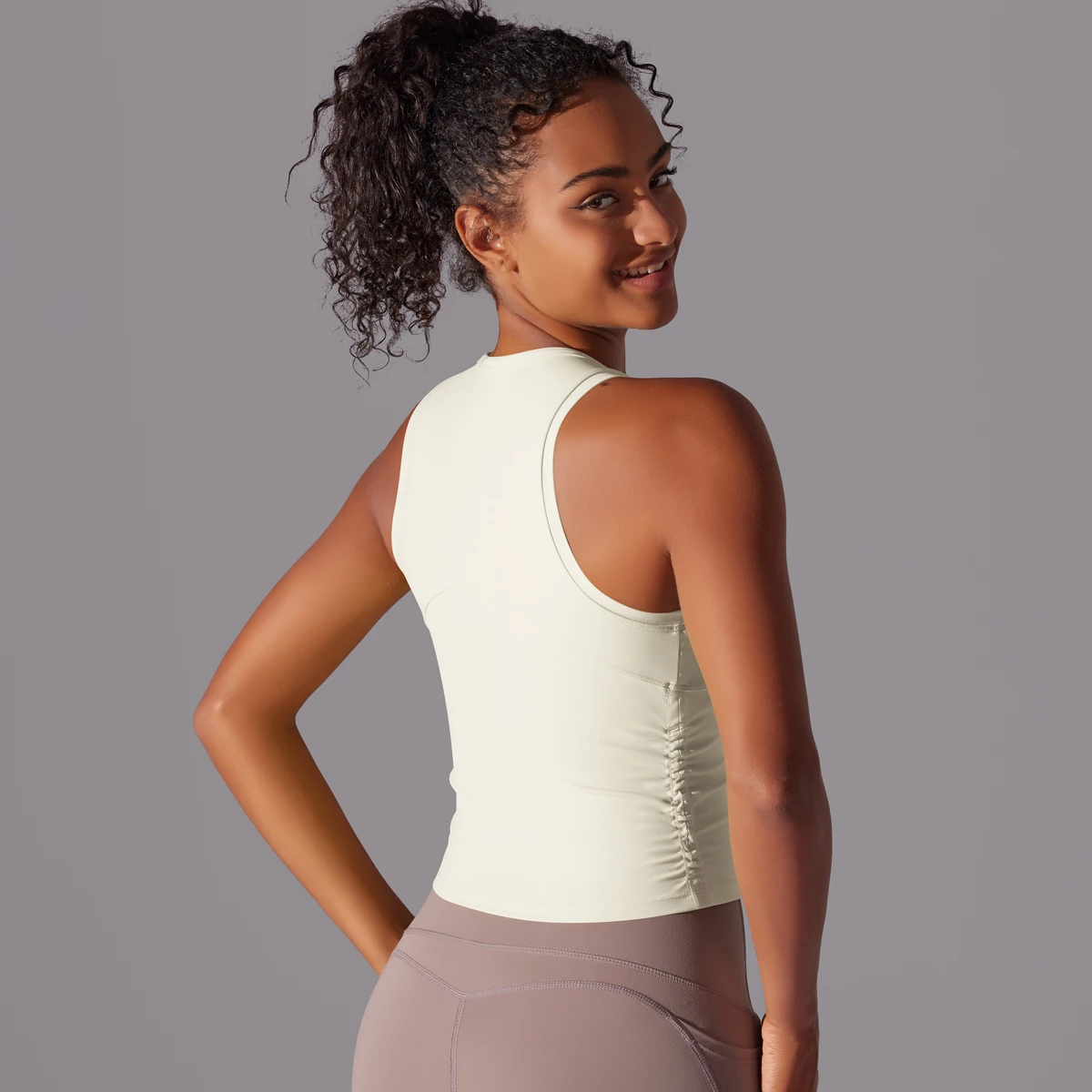 Sleeveless Yoga Vest Slim Sportswear Stretchy Slim Sports Bra Breathable Pleated Tank Top Quick Dry Fitness Wear Sexy Slim Top