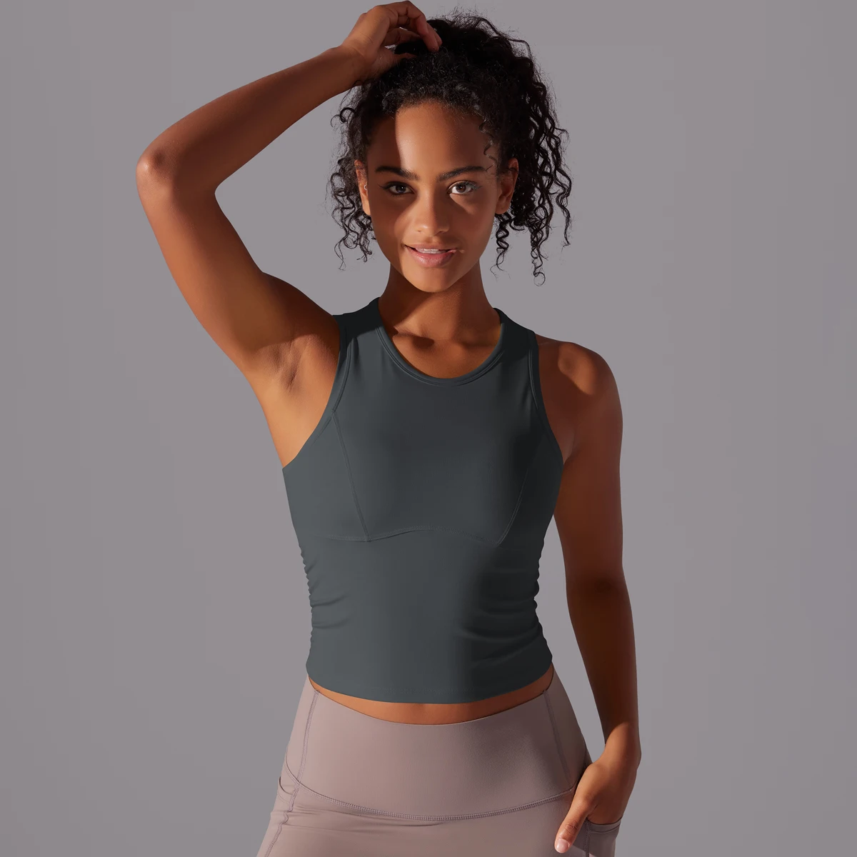 Sleeveless Yoga Vest Slim Sportswear Stretchy Slim Sports Bra Breathable Pleated Tank Top Quick Dry Fitness Wear Sexy Slim Top